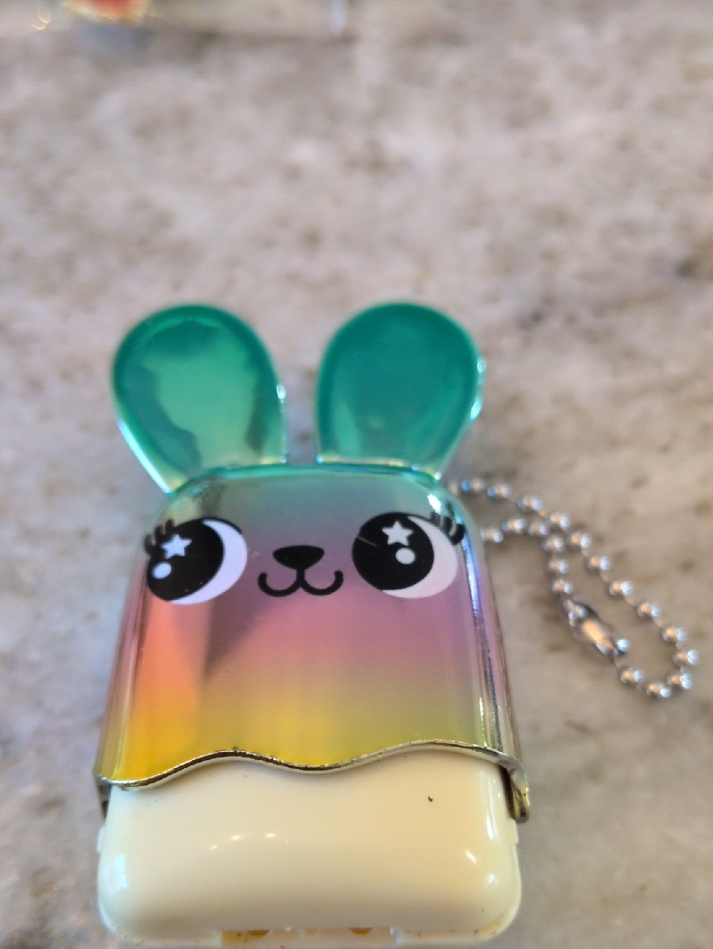 Iridescent Bunny Key & Card Holder - Green and Cream